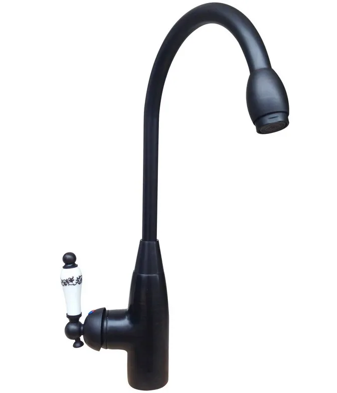 Black Oil Rubbed Brass Single Handle Swivel Spout Kitchen Sink Faucet  Cold & Hot Mixer Tap asf109