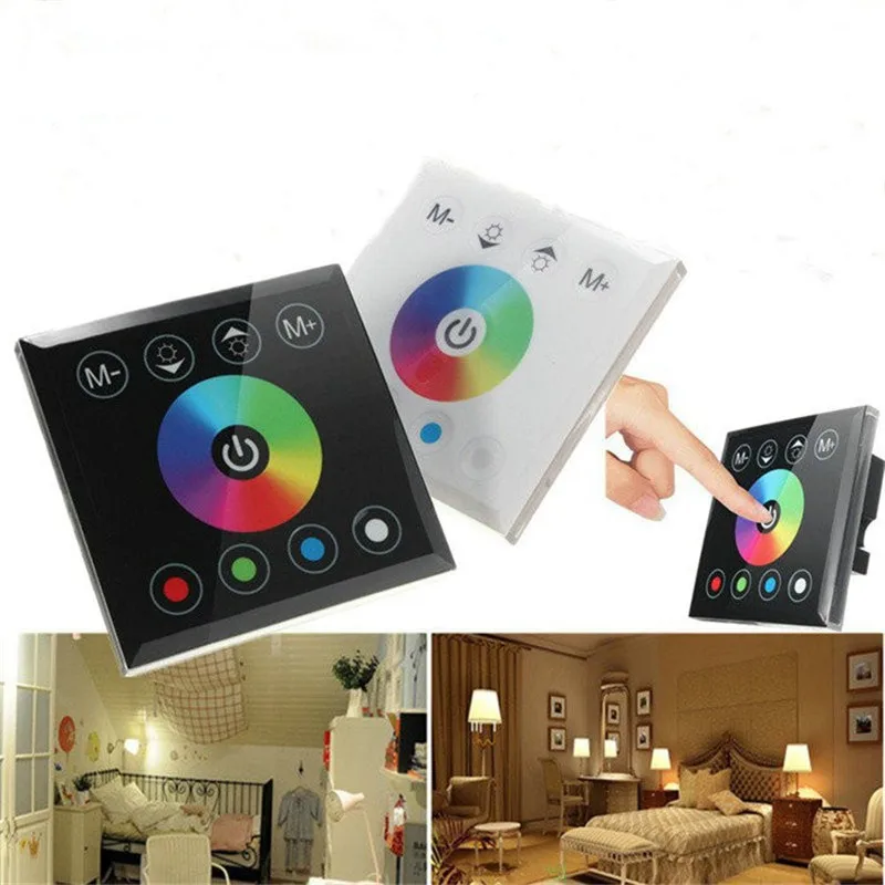 DC12V 24V Black White Tempered Glass Panel Digital Touch Screen Dimmer