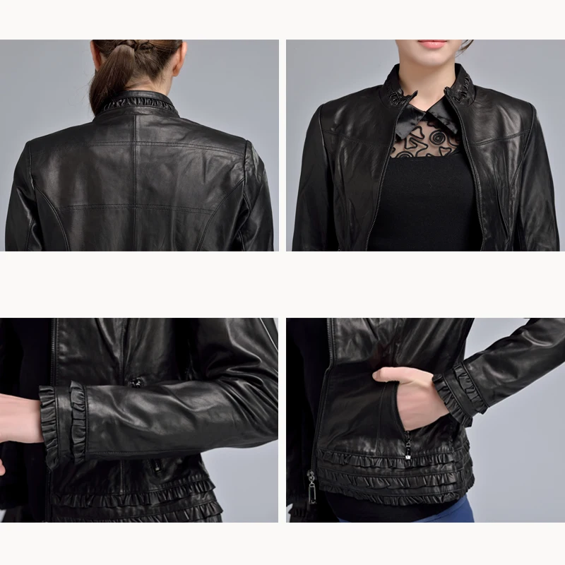 Брендовые женские кожаные куртки размера плюс M-4XL кожаная куртка из овчины женская модная короткая роскошная кожаная куртка для женщин