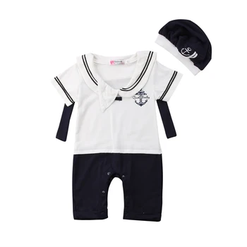 

Emmababy New Toddler Newborn Captain Clothes Baby Boys Clothes Kids Romper Playsuit + Hat