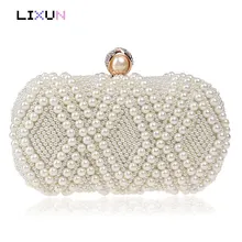 Вечерняя сумочка с жемчугом и бусинами, Свадебный клатч со стразами, сумочка с маленькой цепочкой, кошелек на день, банкетная мини-сумка с жемчугом