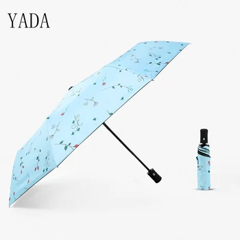

YADA Flower designer Black Coating Sunny Charms Umbrella Rain Women uv Umbrella Car For Womens Windproof Folding Umbrellas YS034