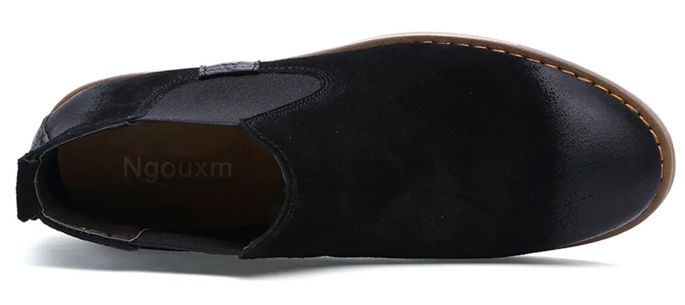 Ngouxm/мужские зимние ботильоны ручной работы из замши с коротким плюшем; мужские ботинки «Челси»; Мужская обувь без шнуровки с круглым носком