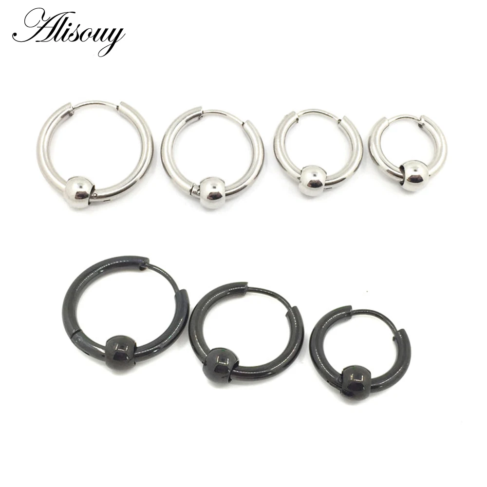 Alisouy Punk Gold Stainless Steel Hoop Earrings Huggie Simple Style Hoop Earring Circle Fashion Earrings for Women Man Jewelry
