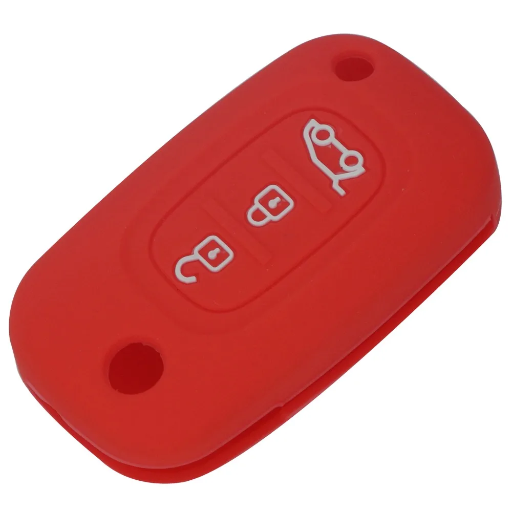 Keyforkess Cover chiave in Silicone per auto per Lada Renault Twingo Clio Master Kango fit Benz Smart Remote Flip Key Case Protector 3BTN 9 1DSwarehouse8634