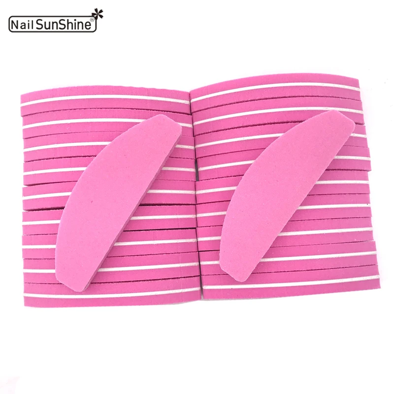 

20pcs/lot Nail File 100/180 Half Moon Sandpaper Nail Sanding Blocks Grinding Polishing Manicure Gel Care Tools Lima Profesional