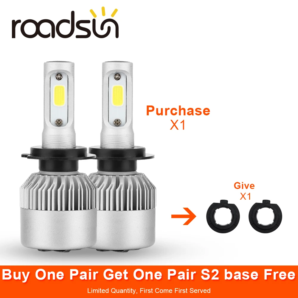 roadsun LED H7 H4 S2 Car Headlight 9005 9006 9004 9007 880 H1 H3 H13 H11