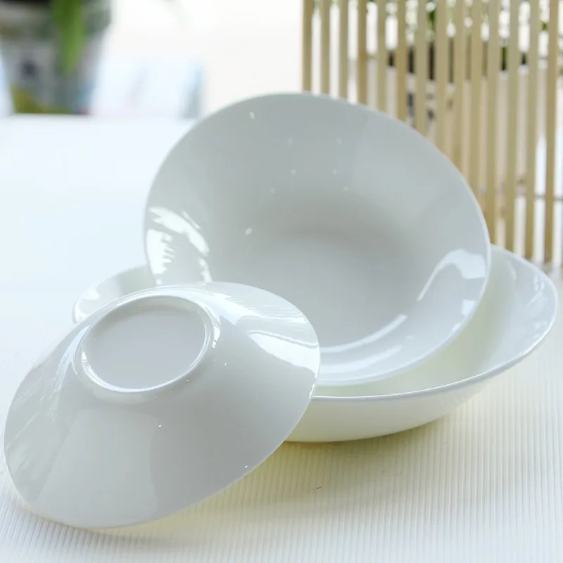 9.5 inch, plain white bone china big oval bowls, dinner catering dish