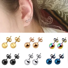 Новинка, черные изящные мужские сережки-гвоздики, круглые, уникальные, серебряные, красивые, с шариками, синие, золотые, 1 пара цветов для женщин