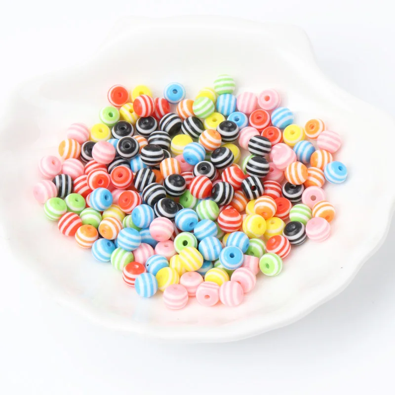 

100 шт., разноцветные полимерные бусины в полоску для изготовления ювелирных изделий