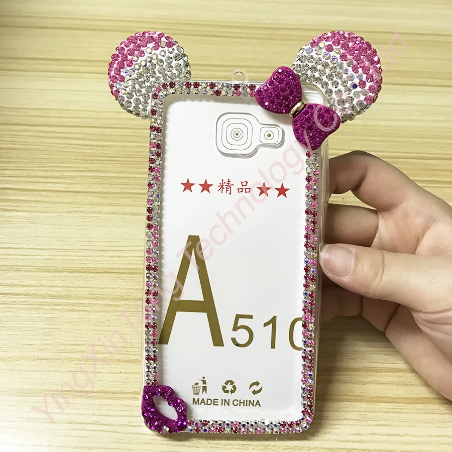 

Luxury Diamond Case For Samsung Galaxy A3 A5 A7 2016 J5 J7 S6 S7 Edge Capa Bow Mickey Ears Bling Soft TPU Clear Phone Back Cover