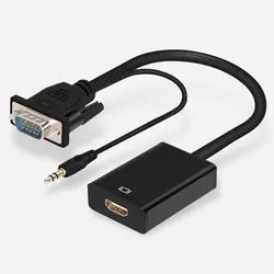 1080 HD Высокое разрешение VGA к HDMI Мужской к Женский кабель с аудио выходной адаптер для ПК ноутбук к HDTV проектору