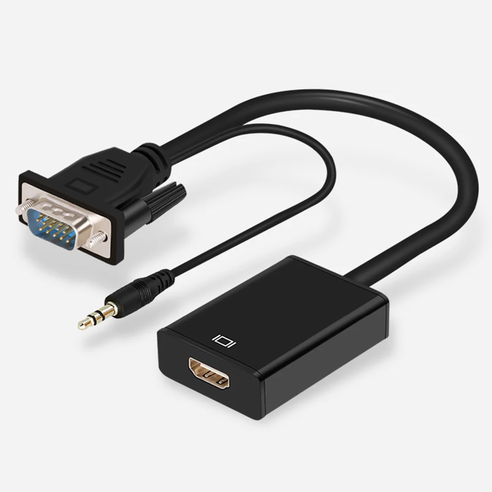 1080 HD Высокое разрешение VGA к HDMI конвертер Папа мама кабель с аудио выходом адаптер