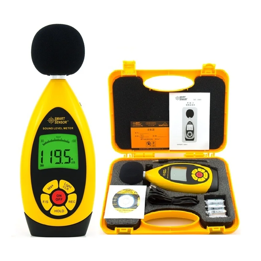 

Handheld Digital Noise Sound Level Meter Store 10000 Readings USB Tester Range 30dB-130dB Accuracy +/- 1.5db Smart Sensor AR854