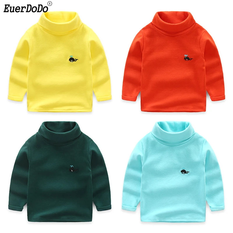 Spring Autumn High Neck Top For Boys T Shirt Long Sleeves Girls High