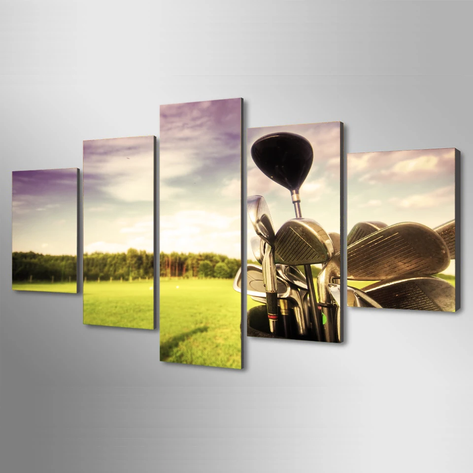 5 Pcs Canvas Golf professional golf course Art Home Decor Canvas