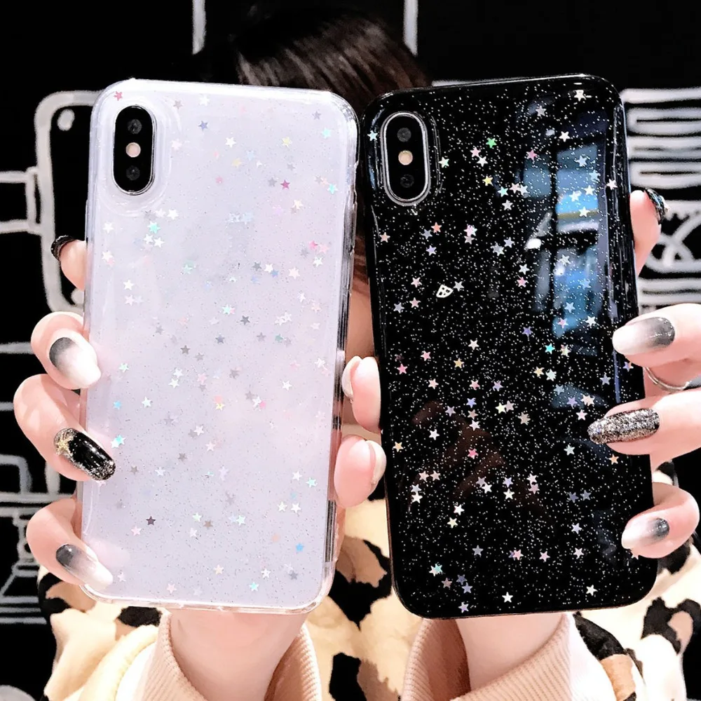 

Bling Glitter Stars Starry sky Case For Xiaomi Redmi note 5 Pro Phone Cover Redmi 5 Plus mi 8 mi8 SE note 6 pro back coque