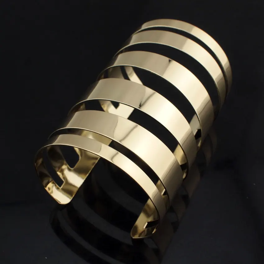 

UKMOC Fashion Gold Color & Silver Color Opened Cuff Bangles For Women Hollow Out Design Bracelets Charm Jewelry Accessories
