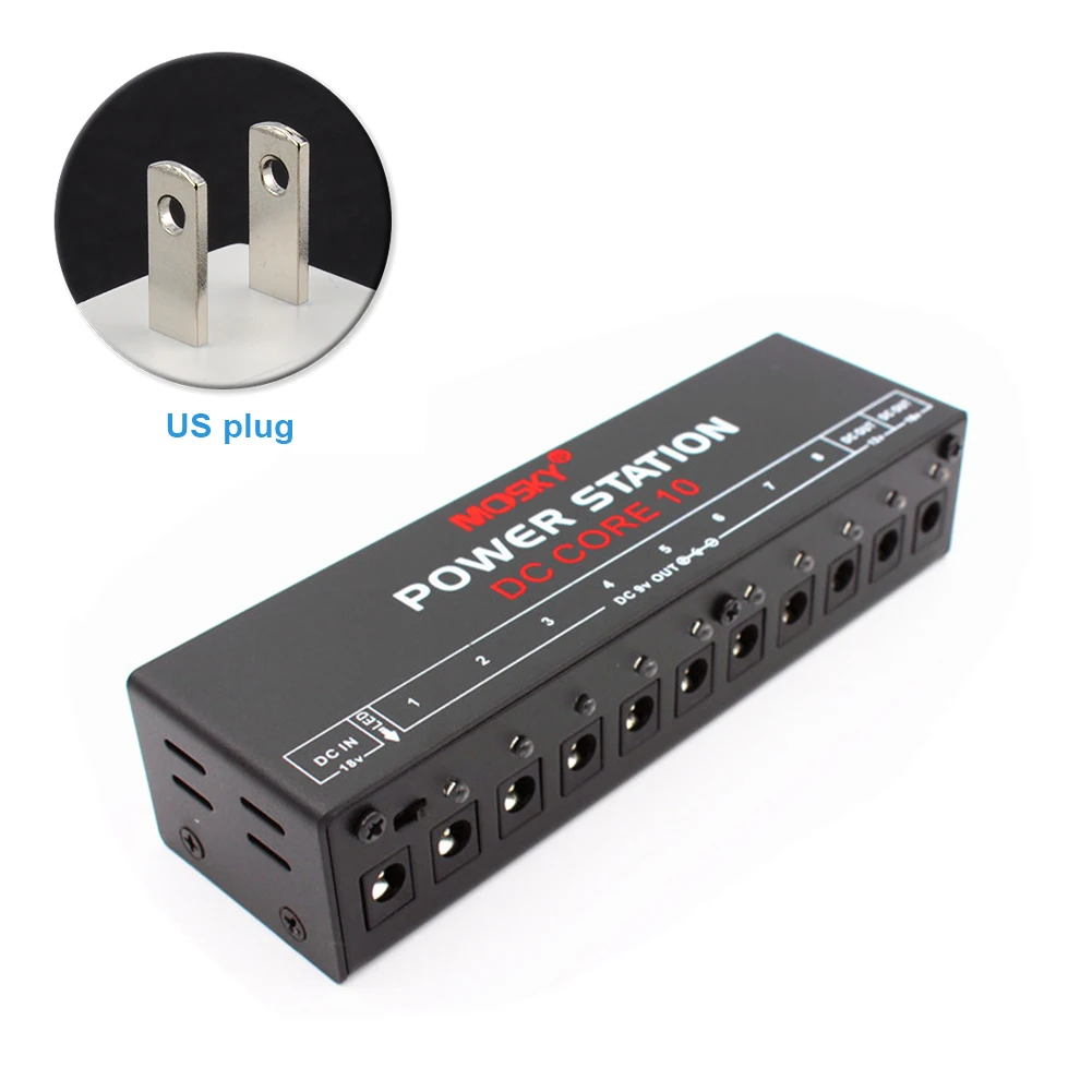 

Blue LED Lighting Overcurrent Protected 10 Isolated DC Output Mini US/EU/UK Plug Power Supply Guitar Pedal