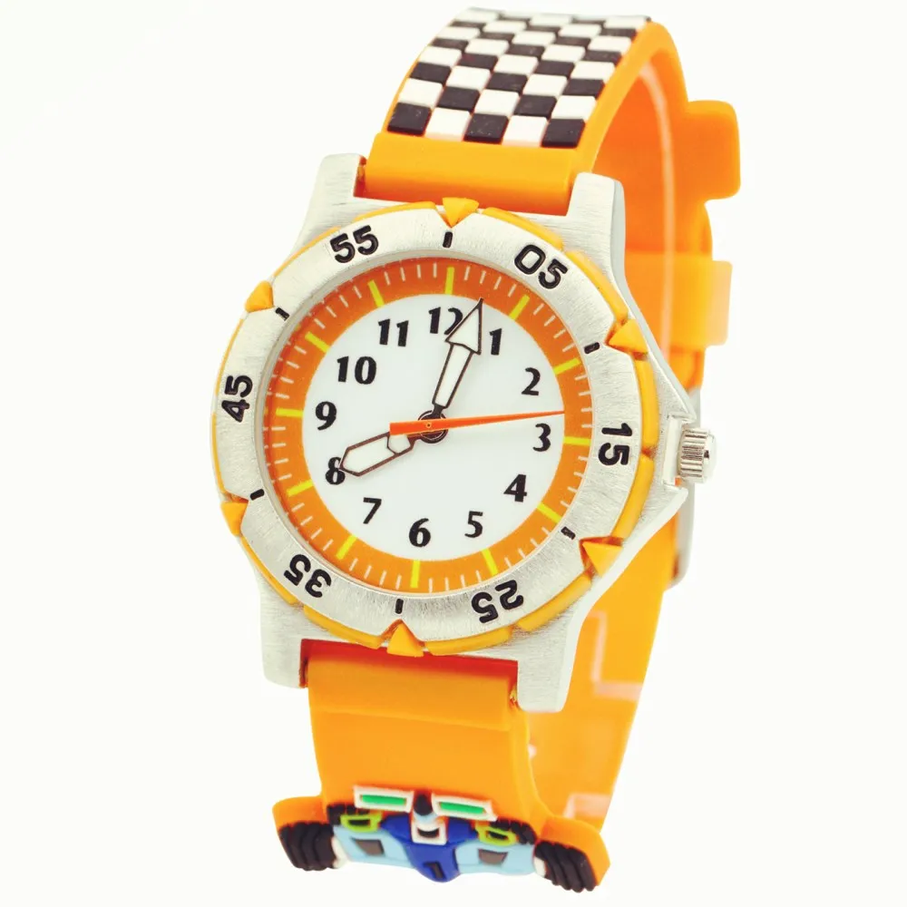 PENGNATATE часы для мальчиков модные детские подарки мультфильм часы черный гоночный автомобиль силиконовый ремешок 3D Браслет наручные часы