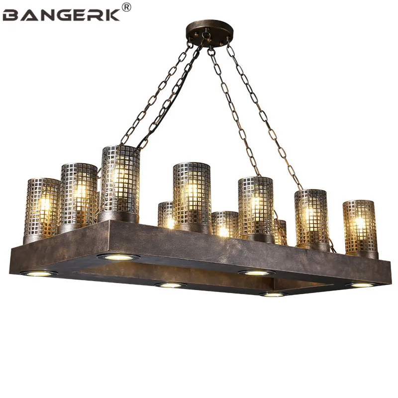 

Loft Industrial Vintage LED Pendant Light Iron Rectangle Indoor Hanging Lamp Pendant Lighting Home Decor Antique Droplight