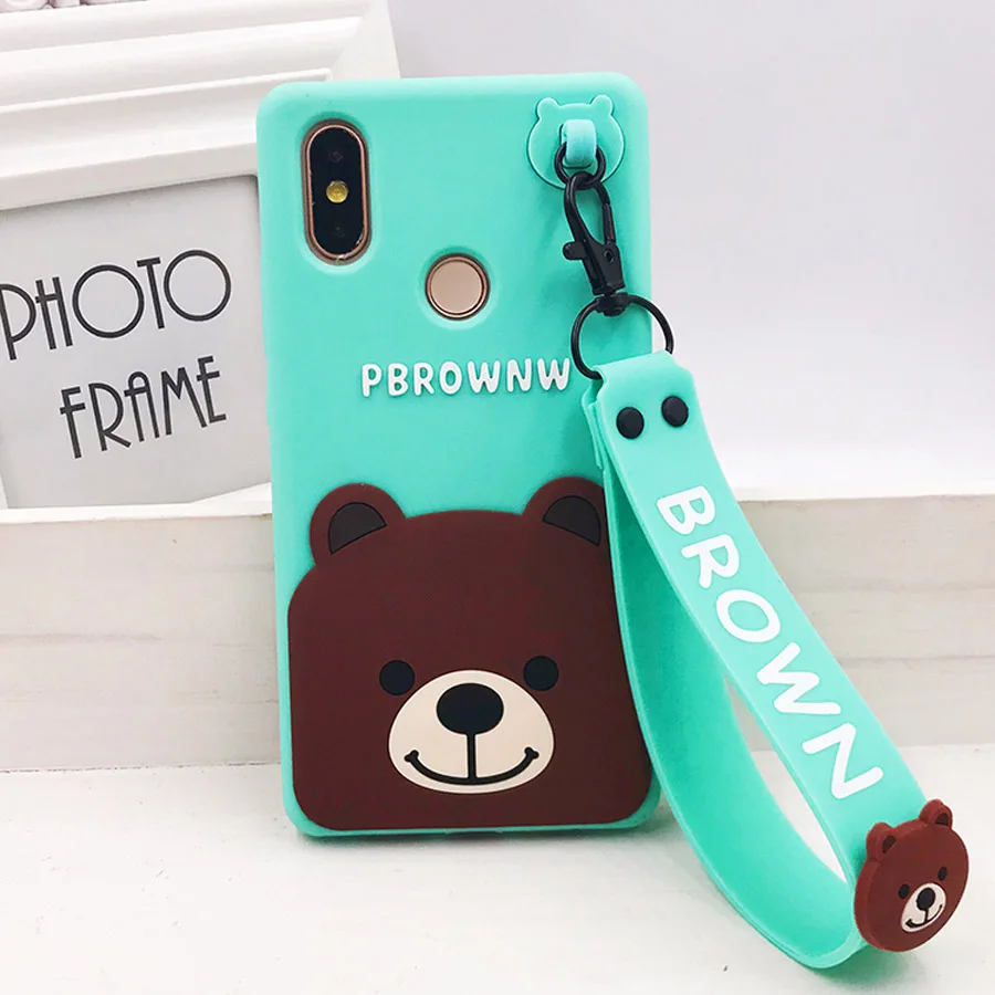 

3d bear strap silicone case For xiaomi mi A2 A1 6 8 SE mix 2s redmi note 5 pro case cover cute cartoon soft shockproof protectiv