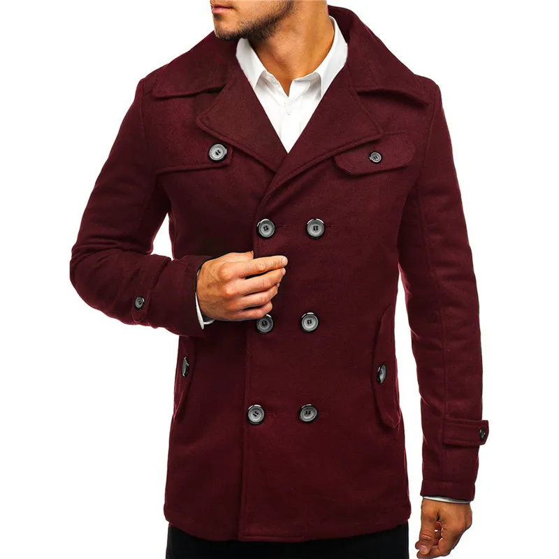 -Длинный плащ пальто Для мужчин 2018 новые зимние Для мужчин s Тренч высокое качество Для мужчин s Slim Fit двубортный пиджак пальто ветровка
