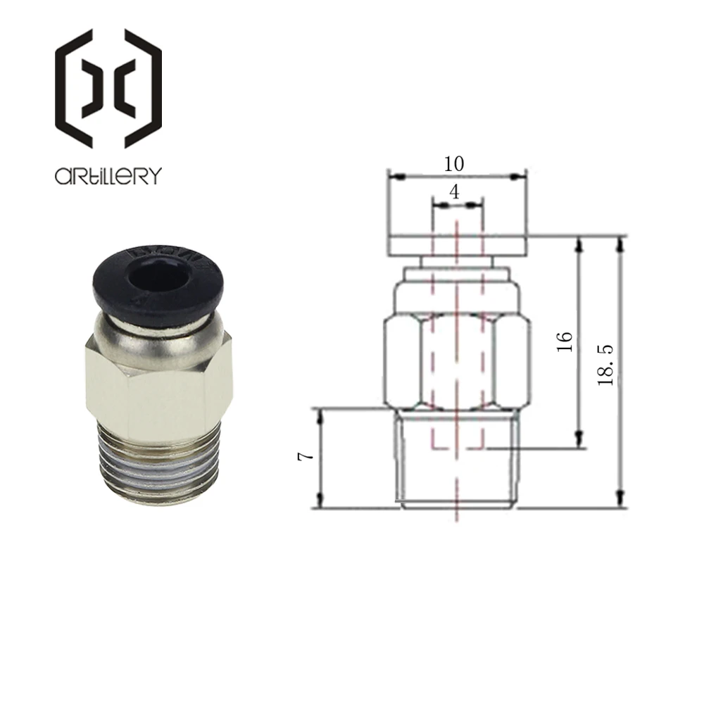 3D-принтеры PC4-01 HOTEND J-head V6 Дистанционное горячего выпуклой цилиндрической головкой/разъем экструдер для гранулирования кормов 1,75 мм тефлоновая трубка