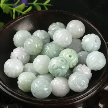

20pcs Chinese Natural A Grade Jadeite Carved Coin Loose Beads Wholesale Xlee