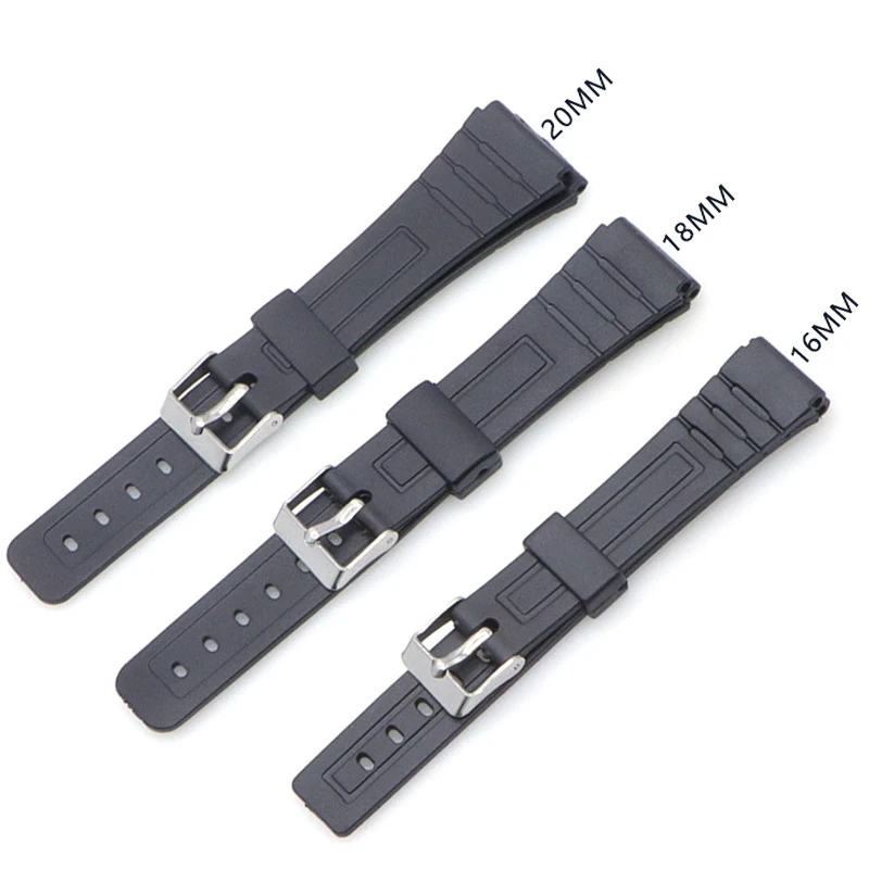 16mm 18mm 20mm Bracelet Silicone Rubber Bands For casio Wristwatches EF