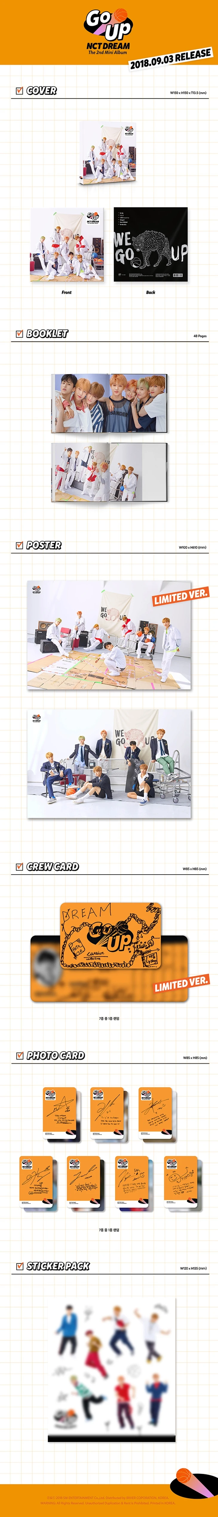 [MYKPOP]~ Официальный~ NCT DREAM WE GO UP MINI 2 альбом набор CD+ фото книга+ плакат+ мини книга+ наклейка KPOP товар SA18101605