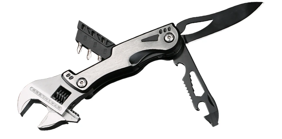 1 шт. многоинструментальный регулируемый гаечный ключ со складным ножом многофункциональный универсальный гаечный ключ 3 шт. отвертки биты светодиодный инструмент