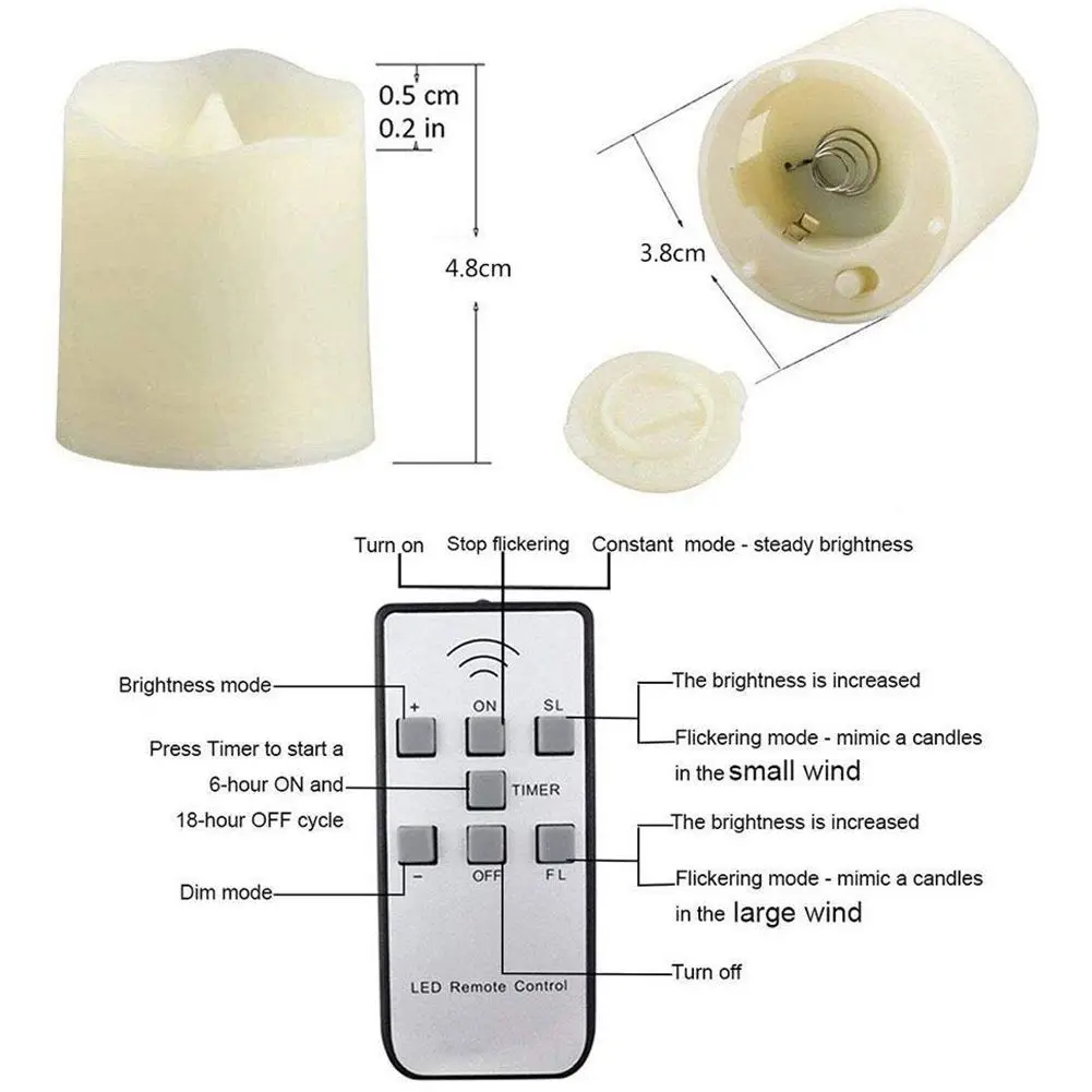 Беспламенные Свечи, светодиодный пульт дистанционного управления, мерцающие свечи на батарейках, танцевальное пламя, подсвечник с функцией таймера, 3 режима& B