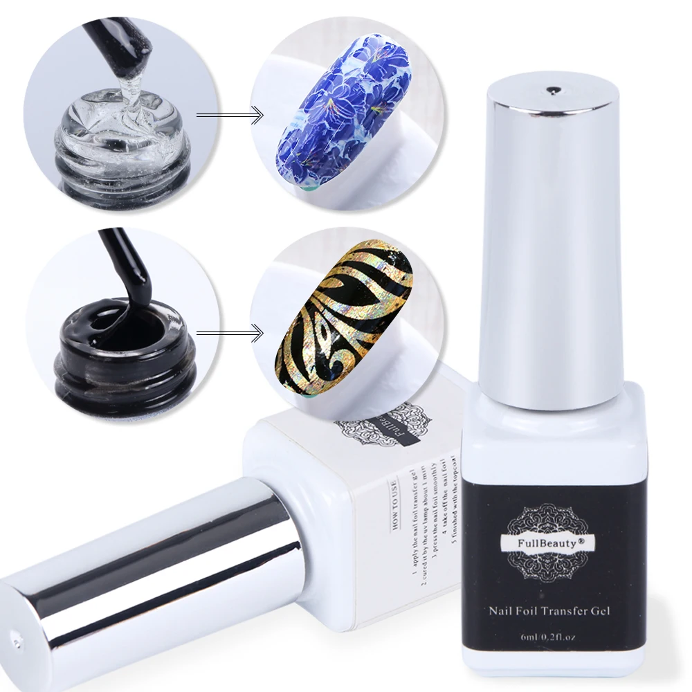 

Nail Glue Gel Varnish For Transfer Foil Sticker Black Clear Base Coat Gel Nail Polish With Brush Adhesives Manicure SA959