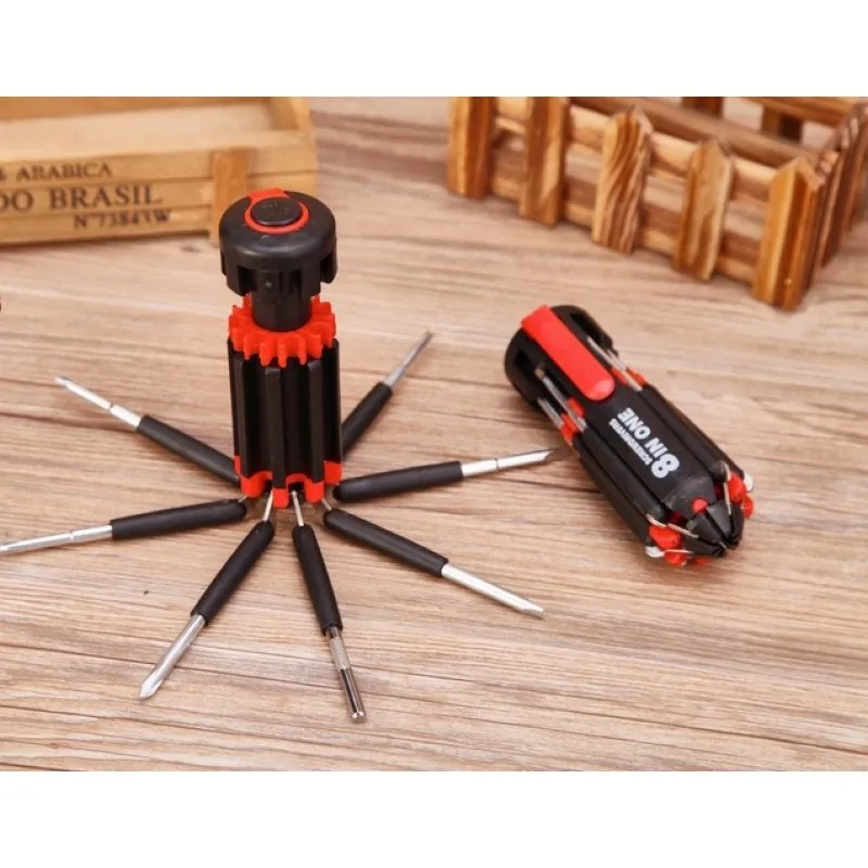 8 in 1 Multi Portable Screwdriver with LED Torch Manual combination