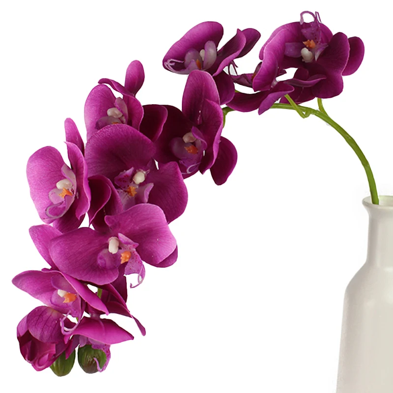 

(EXTRA 25%OFF/3LOTS) (10Blooms+1Bud) 2Pieces/Lot Large Home Decoration Butterfly Orchid PU Latex Real Touch Phalaenopsis Flowers
