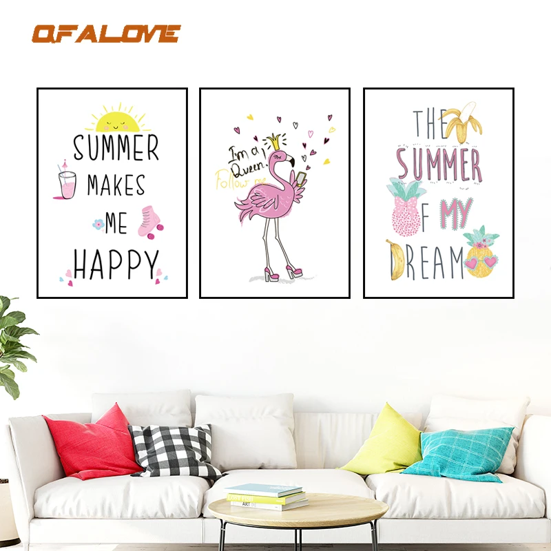 QFALOVE Cartoon Letters Animal Poster On Canvas Wall Art Print Painting Home Decorative Picture For Living Room Unframed | Дом и сад