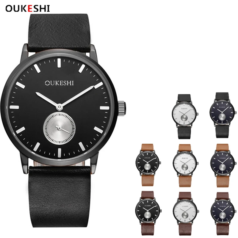 

OUKESHI Men Watch Sport Waterproof Fashion Wristwatch Brand Luxury Quartz-Watch Leather Strap Military Watch Wrist Male Clock