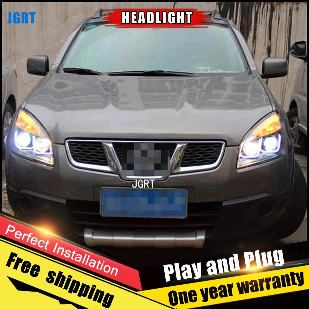 Автомобильный Стиль светодиодный фары для Nissan Qashqai 2010 2013 налобный фонарь DRL
