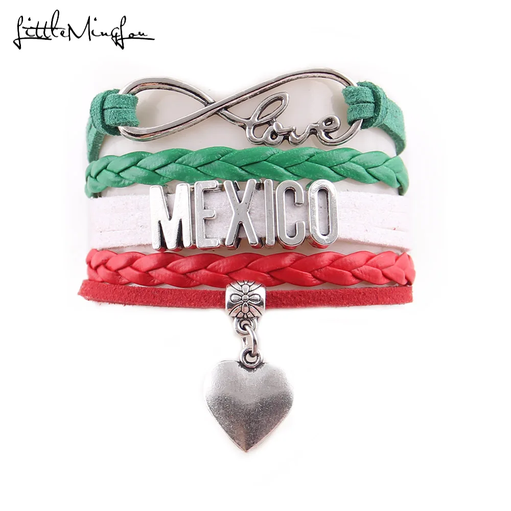 Infinity Love Mexico Women Wrap Bracelet Stacks Heart Charm Leather