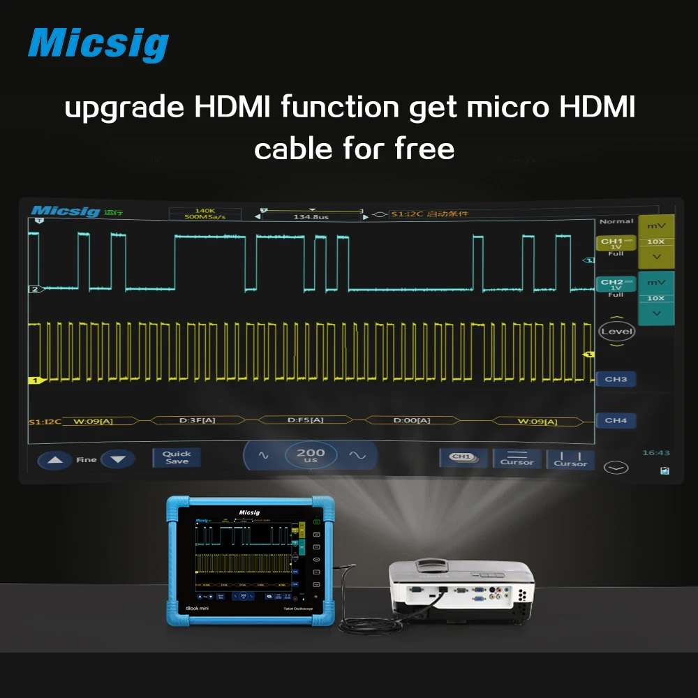 Micsig font b Tablet b font Oscilloscope TO1000 Series HDMI Function Upgrade get a 1 5m