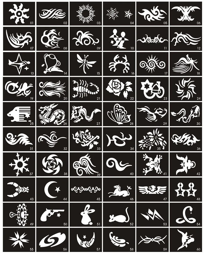100pcs Airbrush Tattoo Stencils Children's Favor Designs For Temporary