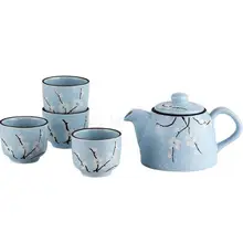 Japanese And Wind Hand-painted Plum Blossom Ceramics Tea Set Flower Tea Pot, Tea Cup, Porcelain Kettle And Cup