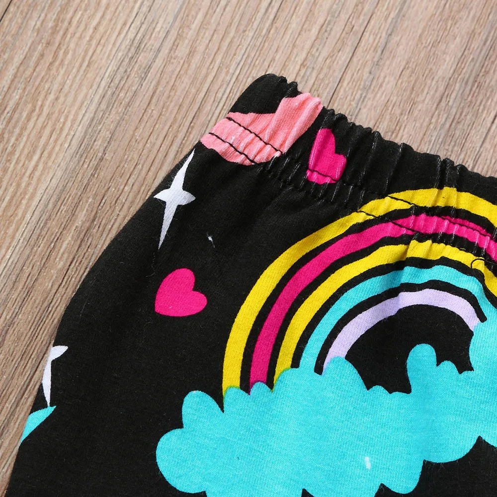 Toddler Kids Baby Girls Rainbow Horse Clothes T-shirt Top Dress+Pants Outfit Set