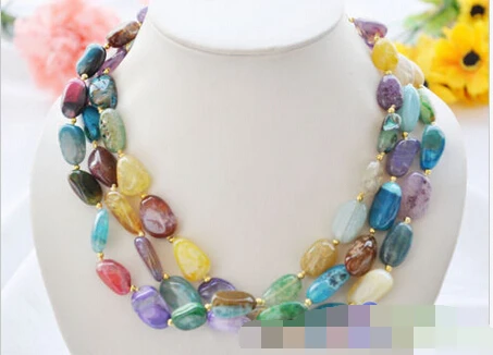 

1170 Multicolor original Cobblestone agate bead necklace