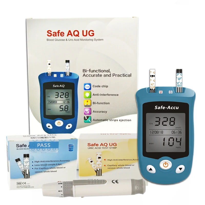 Sannuo UG Uric acid monitoring and blood glucose system 2 in1 Multi-Function Monitoring System Diabetes Gout Device with Strips Sannuo UG Uric acid monitoring and blood glucose system 2 in1 Multi-Function Monitoring System Diabetes Gout Device with Strips
