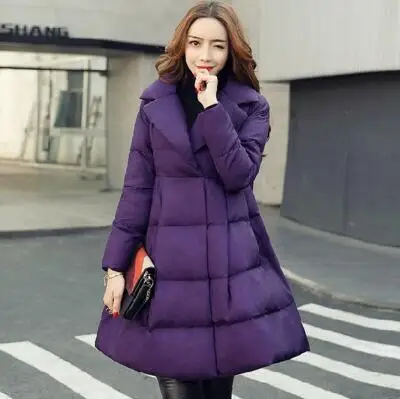 Зимняя женская милая куртка с большим бантом на спине, с высокой талией, пышная юбка-свинг, Стильная хлопковая куртка, хлопковая куртка, пальто, женская одежда - Цвет: purple