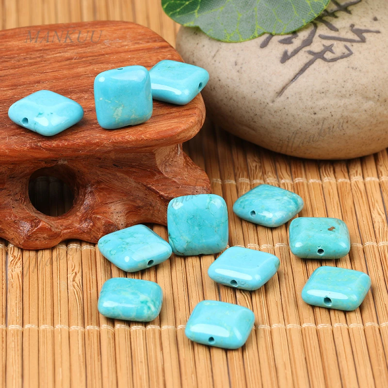 

Brazil Agates Natural Stone Square Shape Stabilized Turquoises Loose Bead Charm DIY Jewelry Accessories for Bracelet Necklace