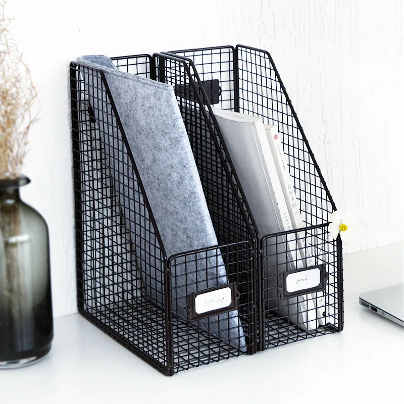 

Nordic Simple Iron Table Storage Rack Mesh Desk File Book Storage Box Office Desktop Bookshelf Shelf File Magazine Storage Box
