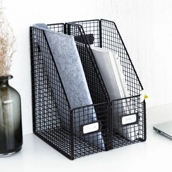 

Nordic Simple Iron Table Storage Rack Mesh Desk File Book Storage Box Office Desktop Bookshelf Shelf File Magazine Storage Box